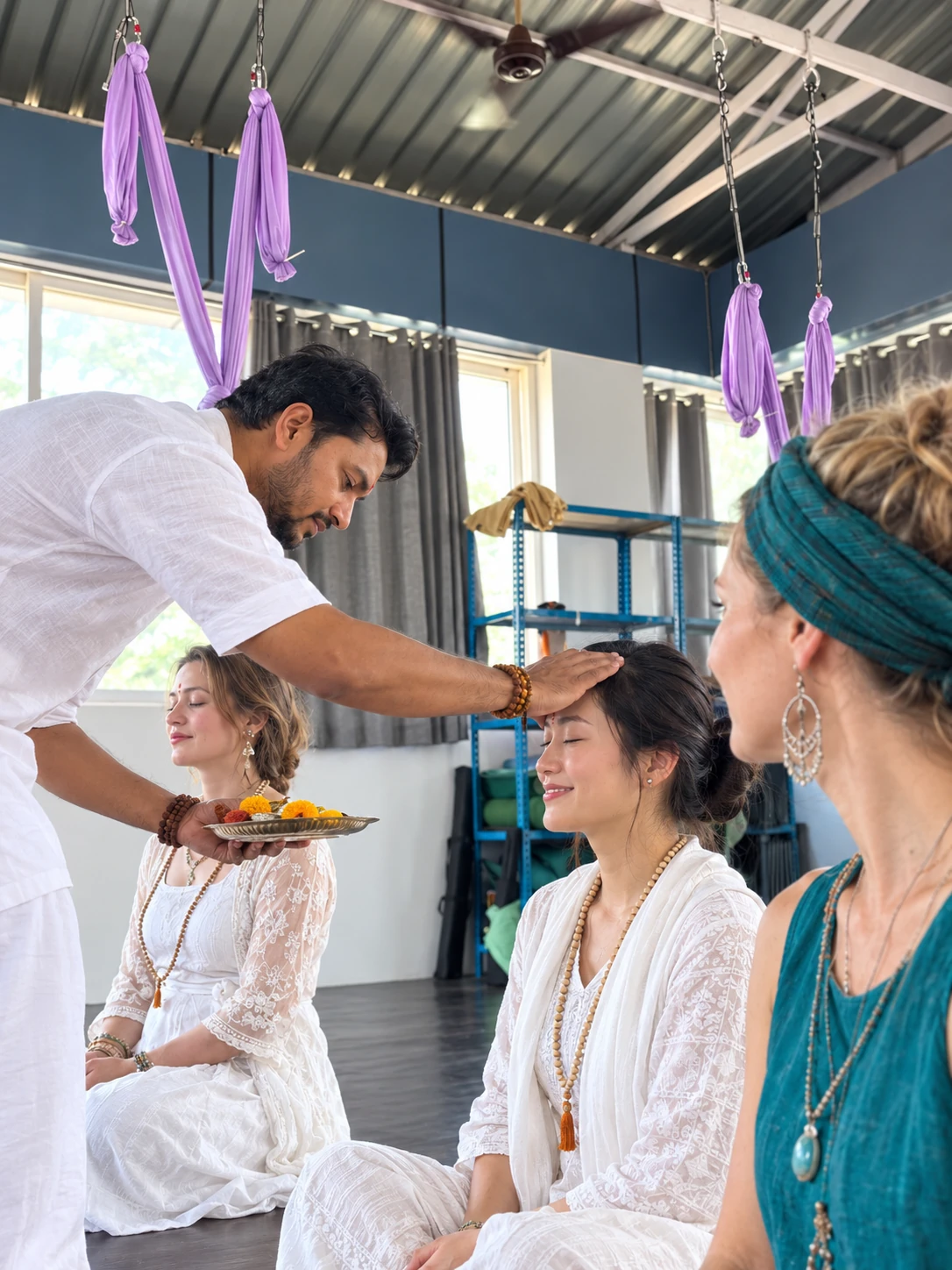 Graduation fire ceremony for sound healing students in Rishikesh