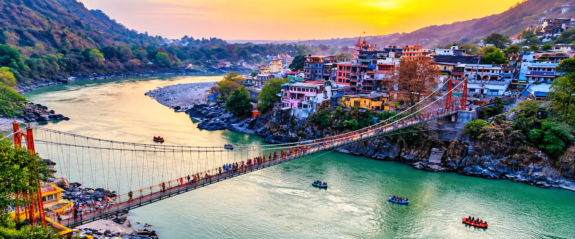 Holy Ganga river sunset view in Rishikesh Uttarakhand